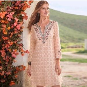 NWT Sundance Global Embrace Chemise Beaded Dress in Blush